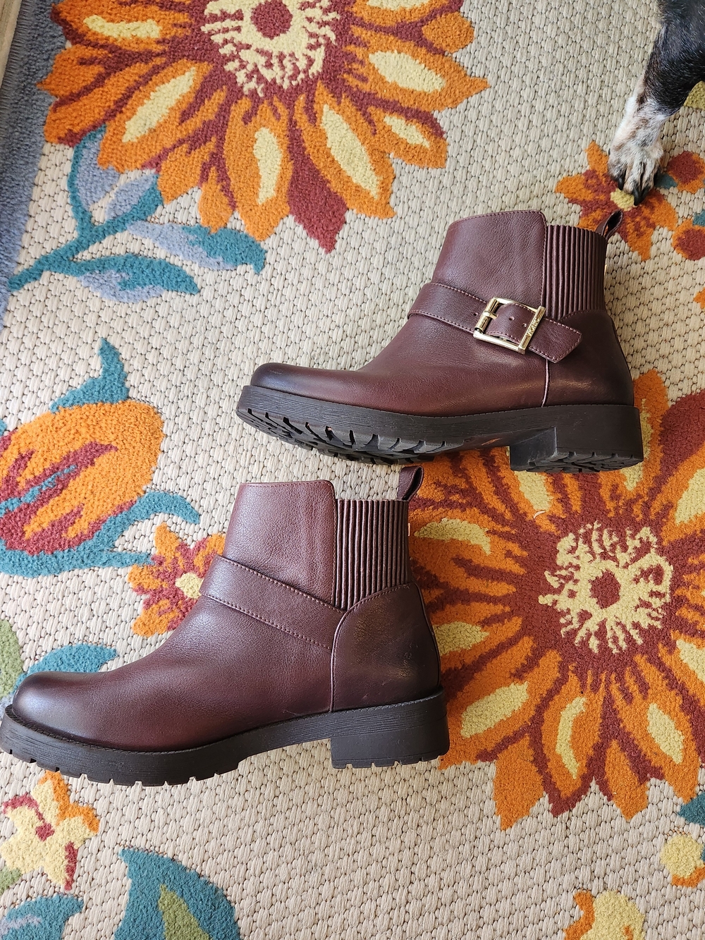 Vionic Brown Ankle Boots with Gold Buckle - Picture 4 of 10